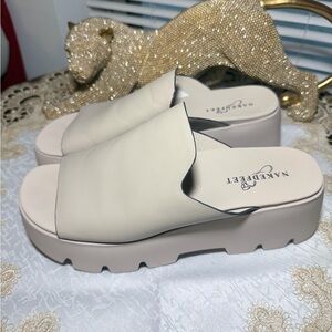 Naked Feet Cream Platform Slide Mules